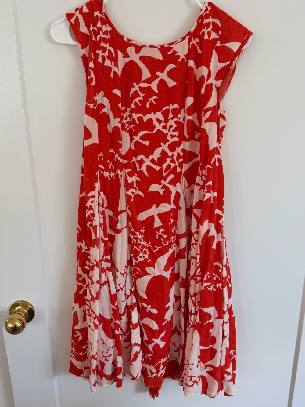 Maeve for Anthropologie orange and white bird print dress sz XS - Picture 2 of 7